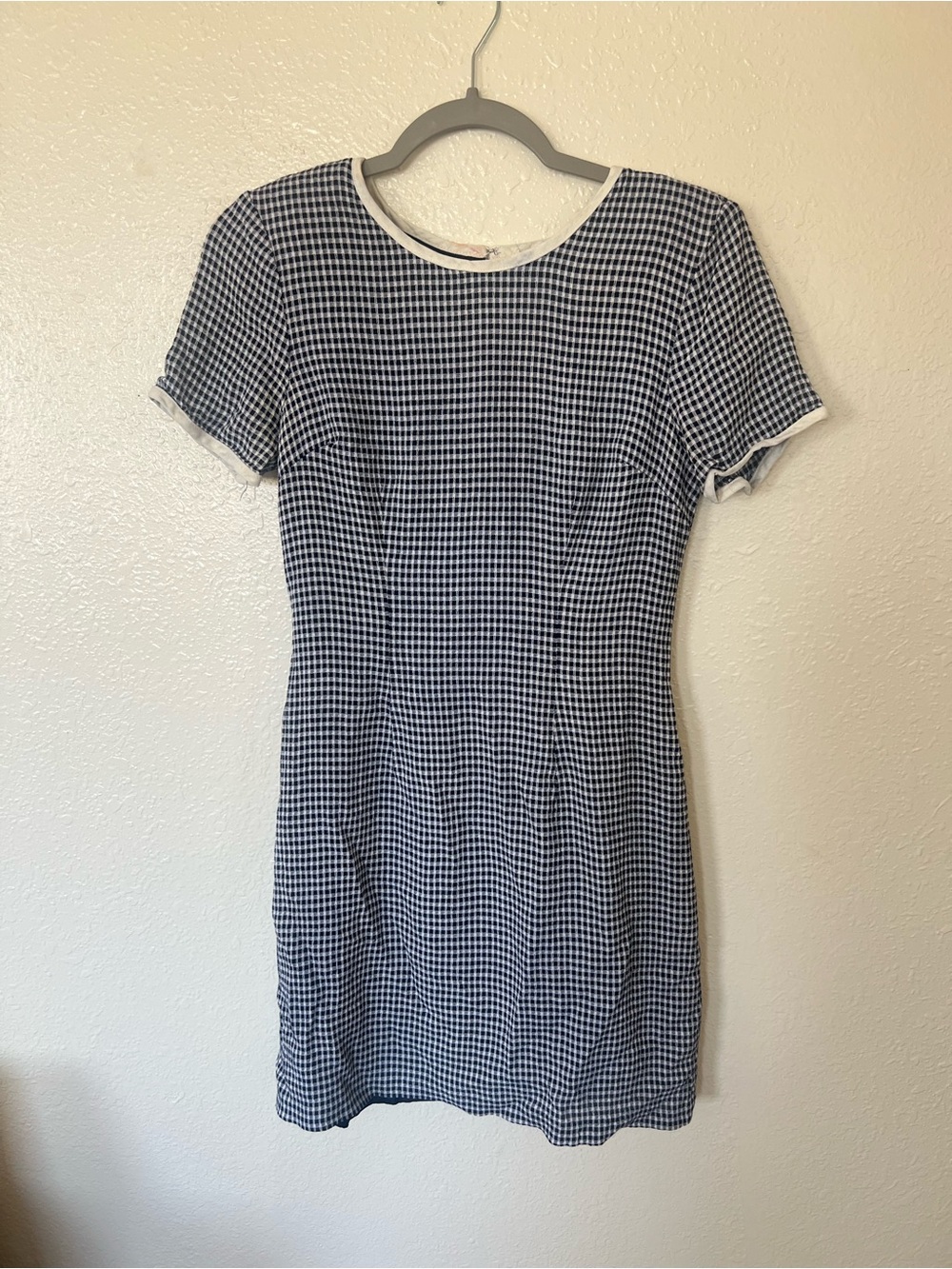 Vintage Gingham Short Sleeve Dress - Black White size 6 / 8